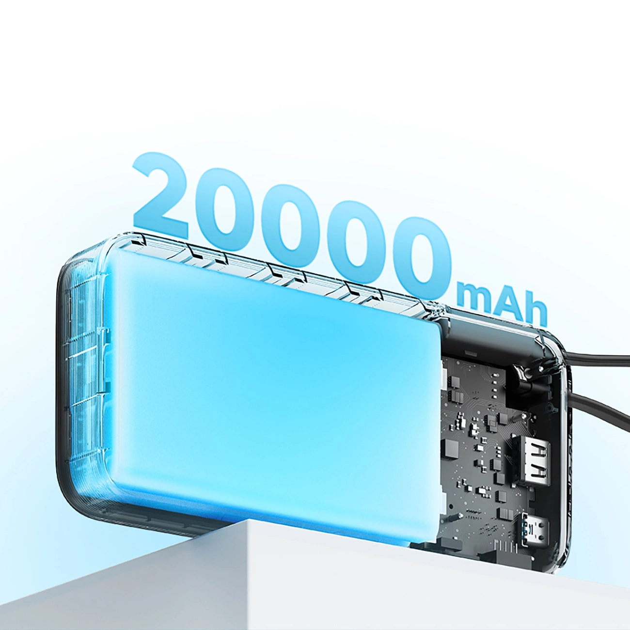 Vanjska baterija Cuktech, 20000mAh, 55W, QC + PD, 1 x USB-A - 2 x USB-C, Siva CUKP200NGLDG