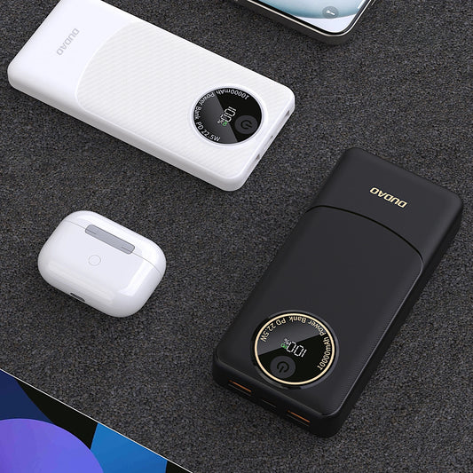 Vanjska baterija Dudao K12, 10000mAh, 22.5W, QC + PD, 1 x USB-C - 2 x USB-A, Crna