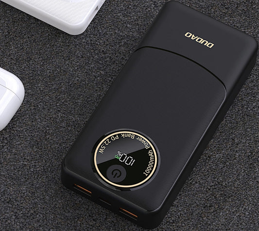 Vanjska baterija Dudao K12Pro, 20000mAh, 22.5W, QC + PD, 1 x USB-C - 2 x USB-A, Crna