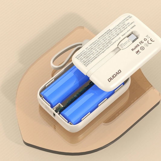 Vanjska baterija Dudao K14, 10000mAh, 66W, QC + PD, 1 x USB-A - 1 x USB-C, Bež