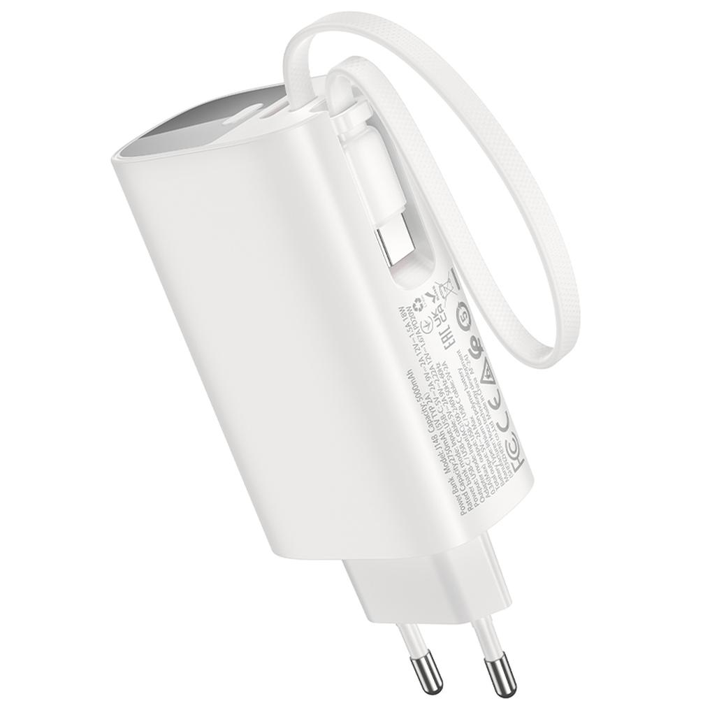 Vanjska baterija HOCO J148 2u1, 5000 mAh, 20 W, PD, 2 x USB-C, bijela
