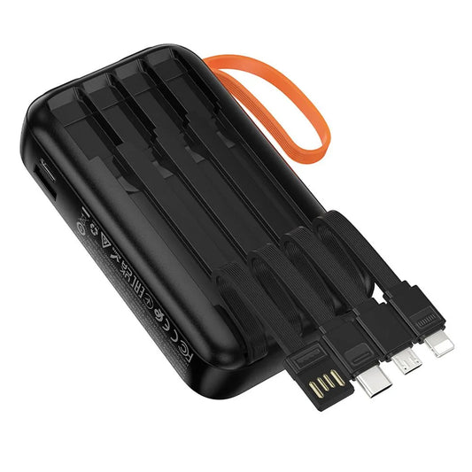Vanjska baterija HOCO J151, 10000mAh, 10W, 1 x Lightning - 1 x microUSB - 1 x USB-A - 1 x USB-C, Crna