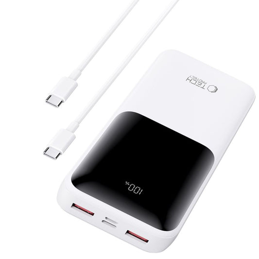 Vanjska baterija Tech-Protect PB02, 20000mAh, 22.5W, QC + PD, 1 x USB-C - 2 x USB-A, Bijela