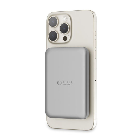 Vanjska baterija Wireless Tech-Protect PB10 LifeMag, 5000mAh, 15W, PD + FQI, 1 x QI - 1 x USB-C, Siva
