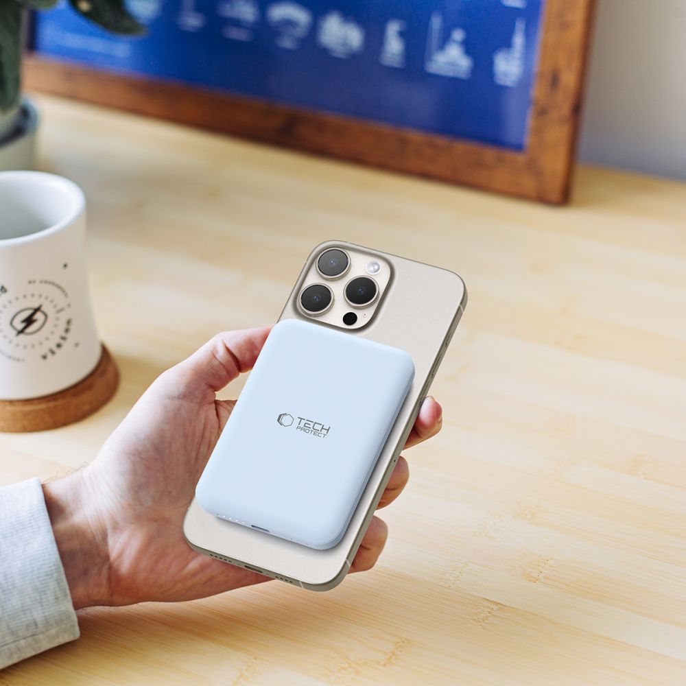 Vanjska baterija Wireless Tech-Protect PB10 LifeMag, 5000mAh, 15W, PD + FQI, 1 x QI - 1 x USB-C, Plava