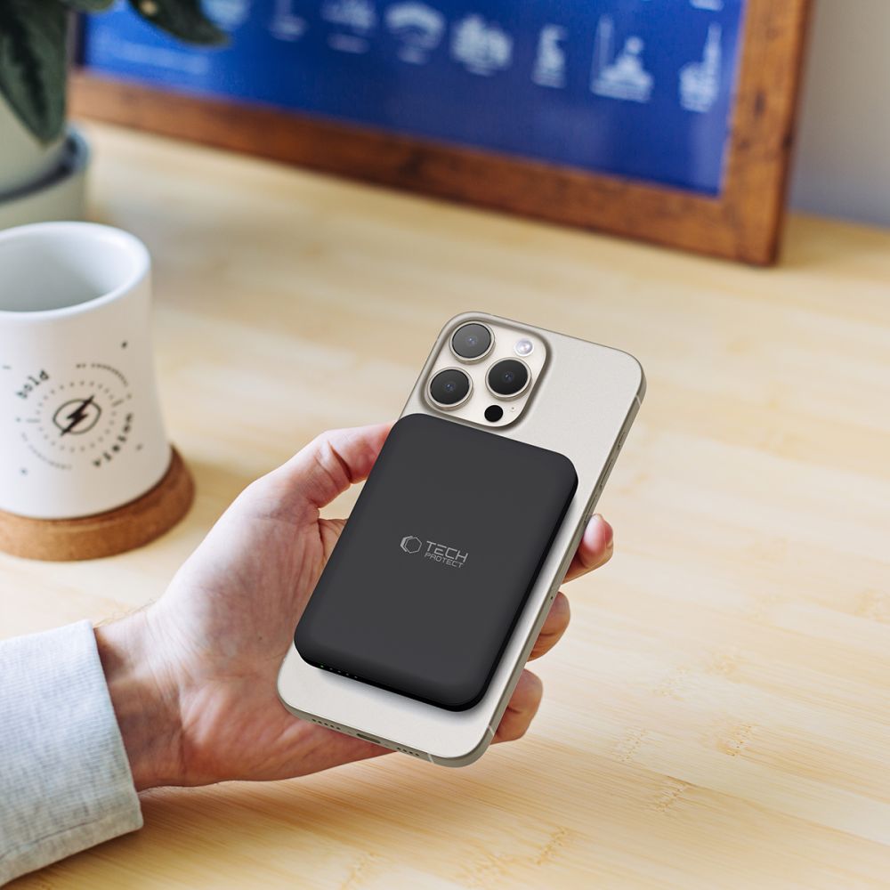 Vanjska baterija Wireless Tech-Protect PB10 LifeMag, 5000mAh, 15W, PD + FQI, 1 x QI - 1 x USB-C, Crna