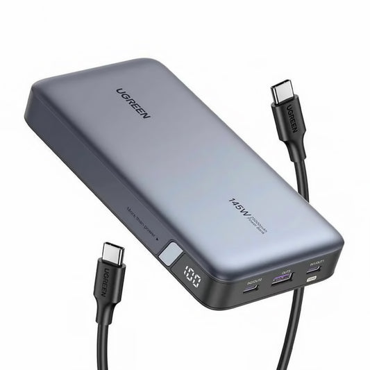Vanjska baterija UGREEN PB205, 25000mAh, 145W, QC + PD, 1 x USB-A - 2 x USB-C, Siva