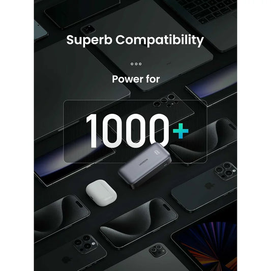 Vanjska baterija UGREEN PB502, 10000mAh, 30W, QC + PD, 1 x USB-A - 1 x USB-C, Siva