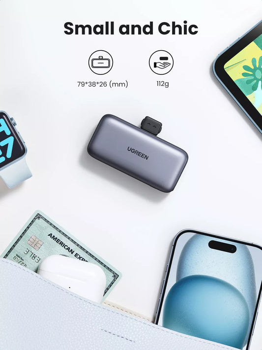 Vanjska baterija UGREEN PB503, 5000mAh, 22.5W, PD, 1 x USB-C, siva