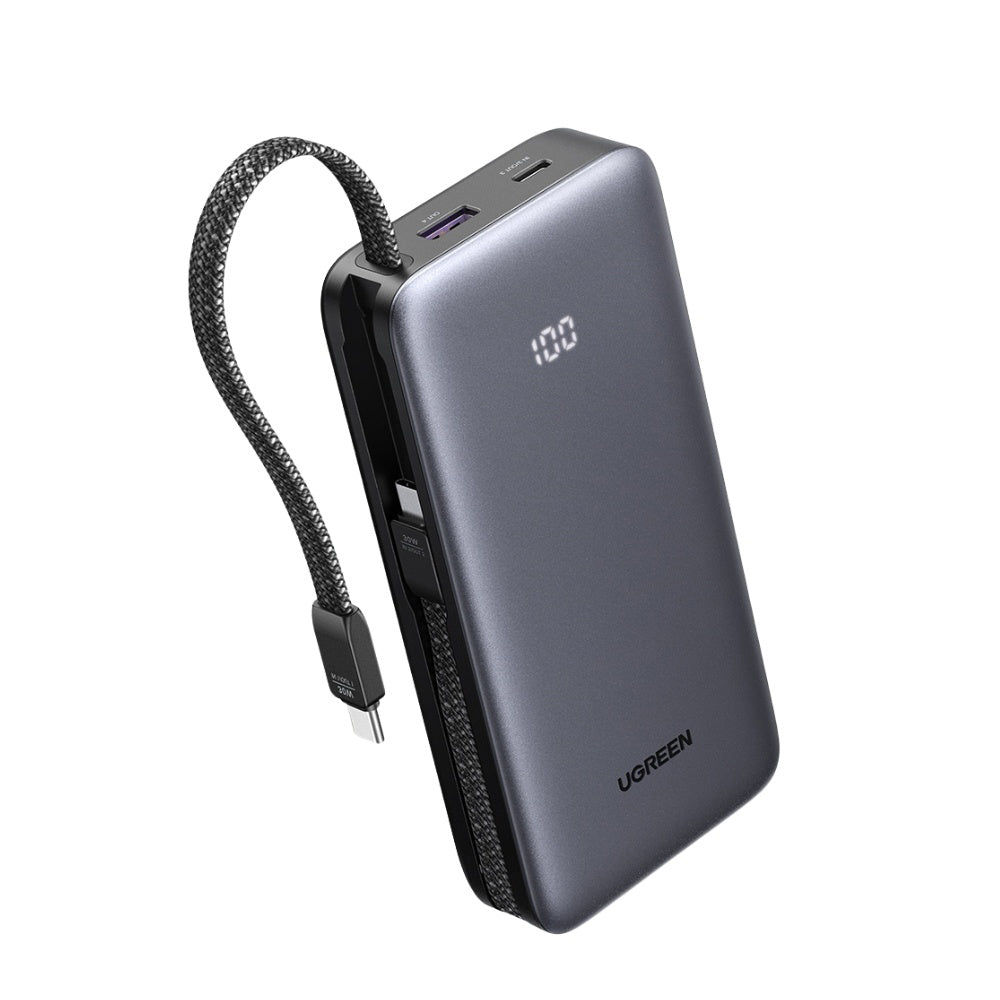Vanjska baterija UGREEN PB528 (55985B), 20000mAh, 30W, QC + PD, 1 x USB-A - 3 x USB-C, Siva