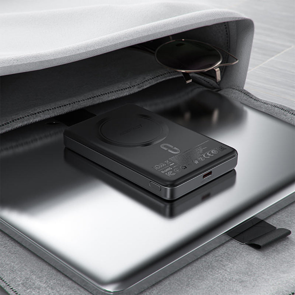 Bežična vanjska baterija Acefast M12, 10000mAh, 20W, PD + FQI, 1 x QI - 1 x USB-C, Crna