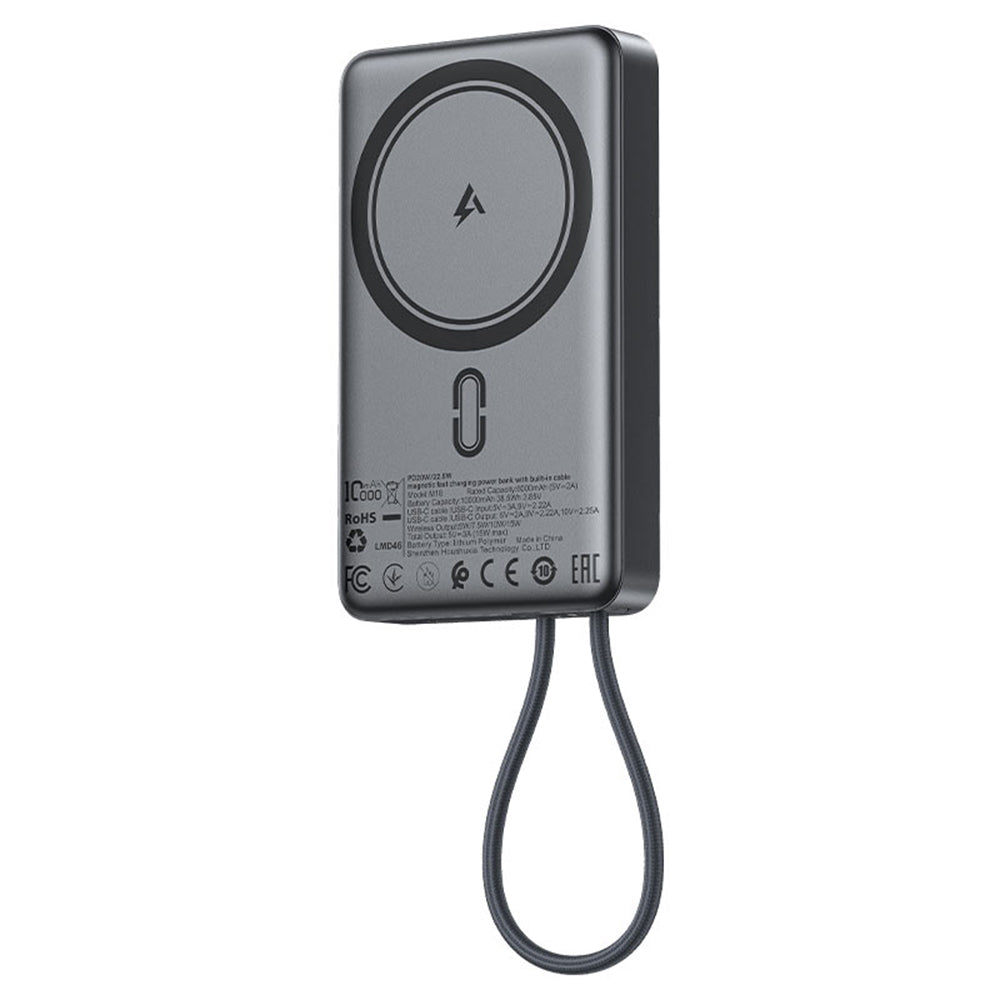 Vanjska bežična baterija Acefast M18, 10000mAh, 22.5W, PD + FQI, 1 x QI - 2 x USB-C, Crna