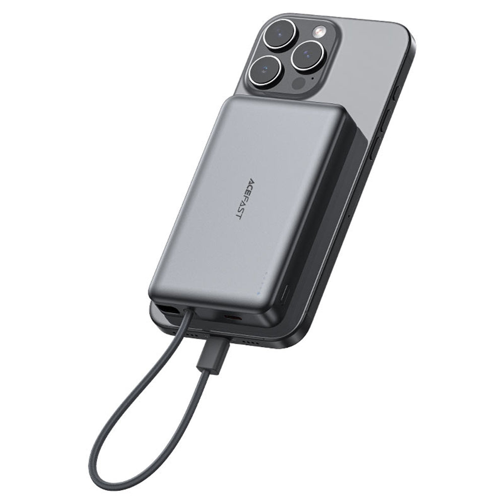 Vanjska bežična baterija Acefast M18, 10000mAh, 22.5W, PD + FQI, 1 x QI - 2 x USB-C, Crna