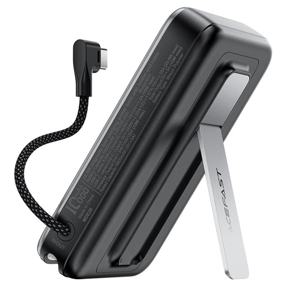 Vanjska baterija Wireless Acefast M24, 10000mAh, 22.5W, PD + FQI, 1 x QI - 2 x USB-C, Siva