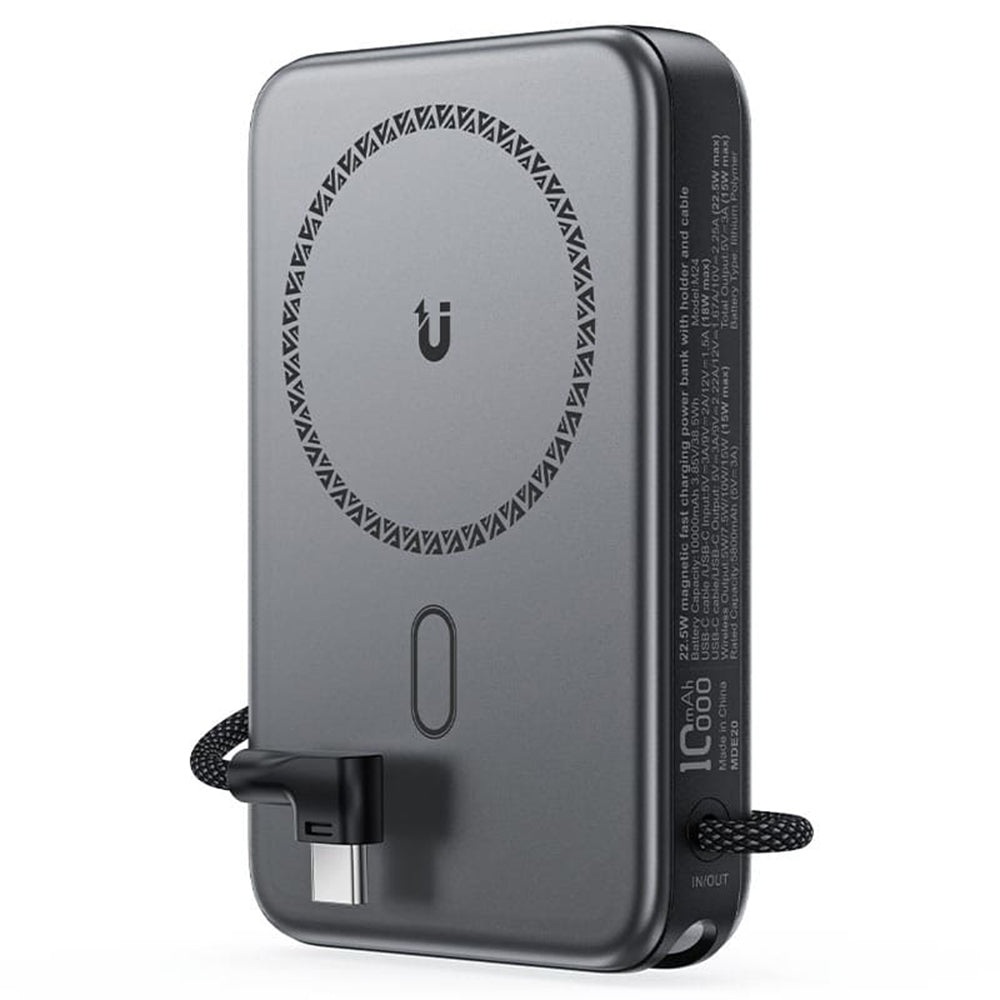 Vanjska baterija Wireless Acefast M24, 10000mAh, 22.5W, PD + FQI, 1 x QI - 2 x USB-C, Siva