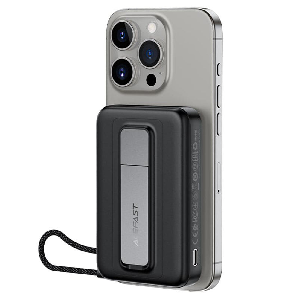 Vanjska baterija Wireless Acefast M24, 10000mAh, 22.5W, PD + FQI, 1 x QI - 2 x USB-C, Siva