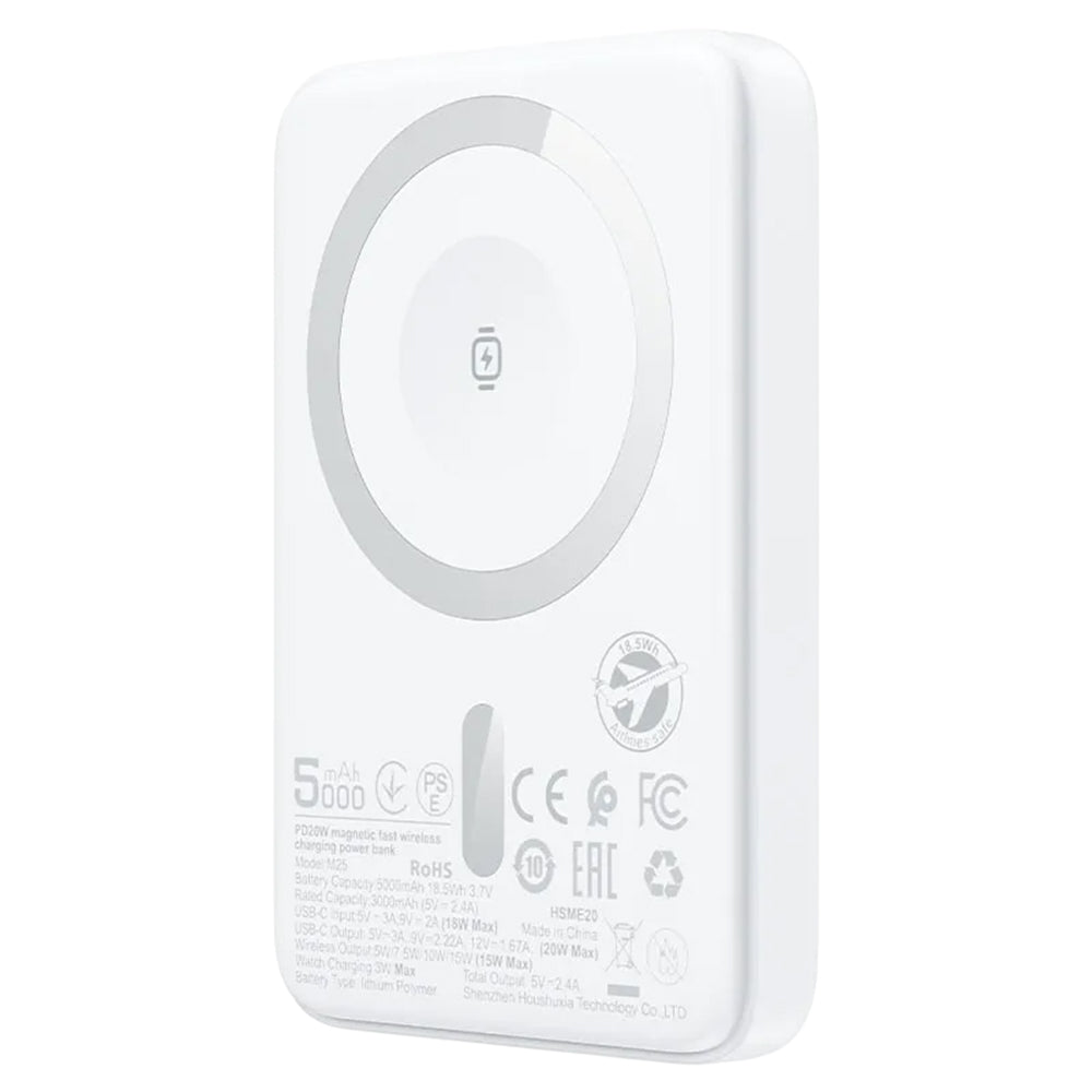 Vanjska baterija Wireless Acefast M25, 5000mAh, 20W, PD + FQI, 1 x QI - 1 x USB-C, Bijela