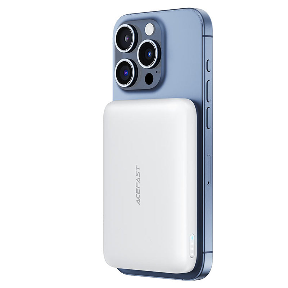 Vanjska baterija Wireless Acefast M25, 5000mAh, 20W, PD + FQI, 1 x QI - 1 x USB-C, Bijela