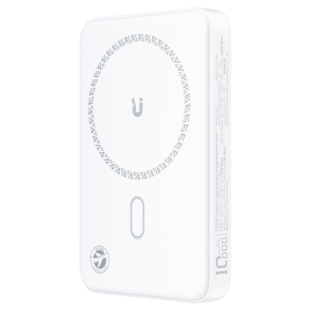 Vanjska baterija Wireless Acefast M26, 10000mAh, 20W, PD + FQI, 1 x QI - 1 x USB-C, Bijela