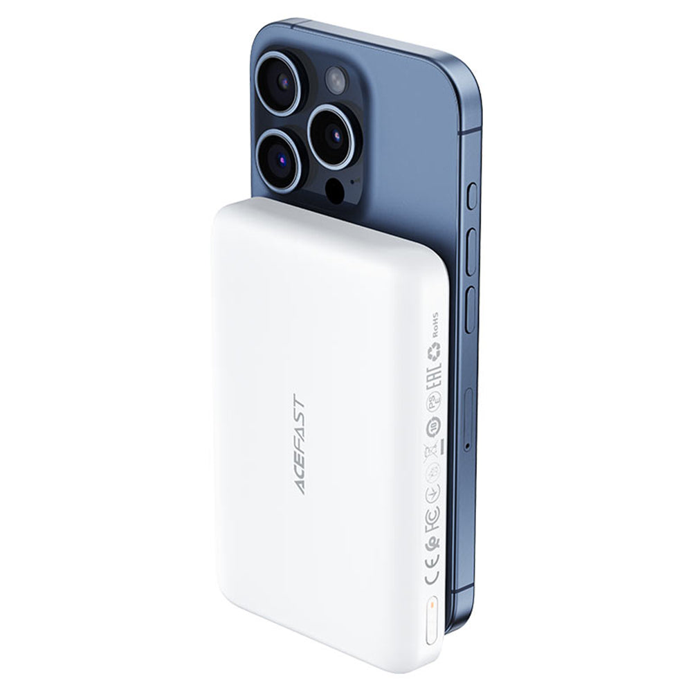 Vanjska baterija Wireless Acefast M26, 10000mAh, 20W, PD + FQI, 1 x QI - 1 x USB-C, Bijela