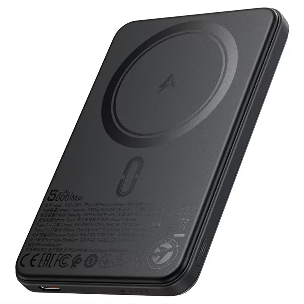 Vanjska baterija Wireless Acefast M30, 5000mAh, 20W, PD + FQI, 1 x QI - 2 x USB-C, Crna