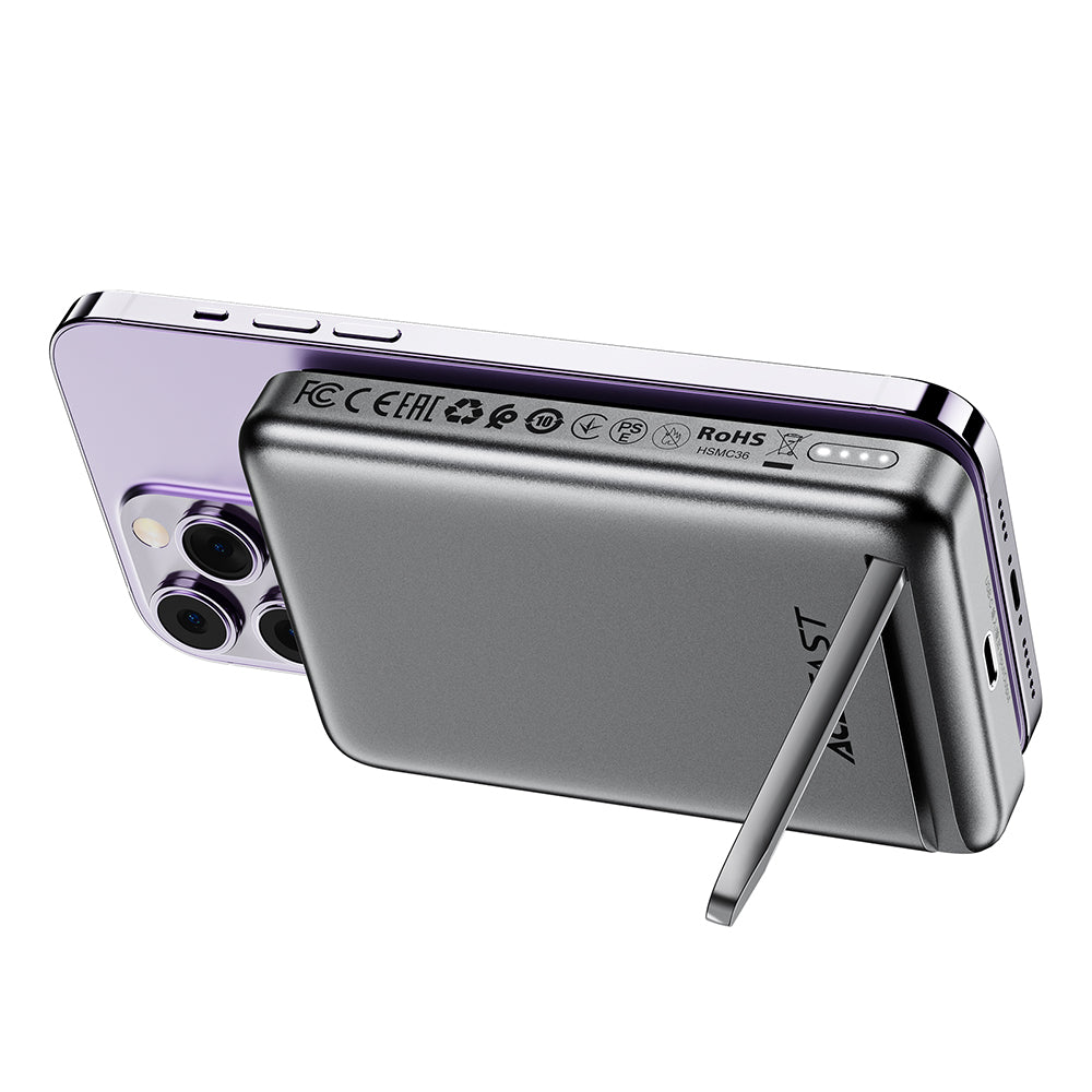 Bežična vanjska baterija Acefast M6, 10000mAh, 20W, PD + FQI, 1 x QI - 1 x USB-C, Crna