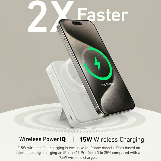 Vanjska baterija Anker MagGo, bežična, 10000mAh, 27W, PD + FQI, 1 x QI - 1 x USB-C, bijela A1654G21