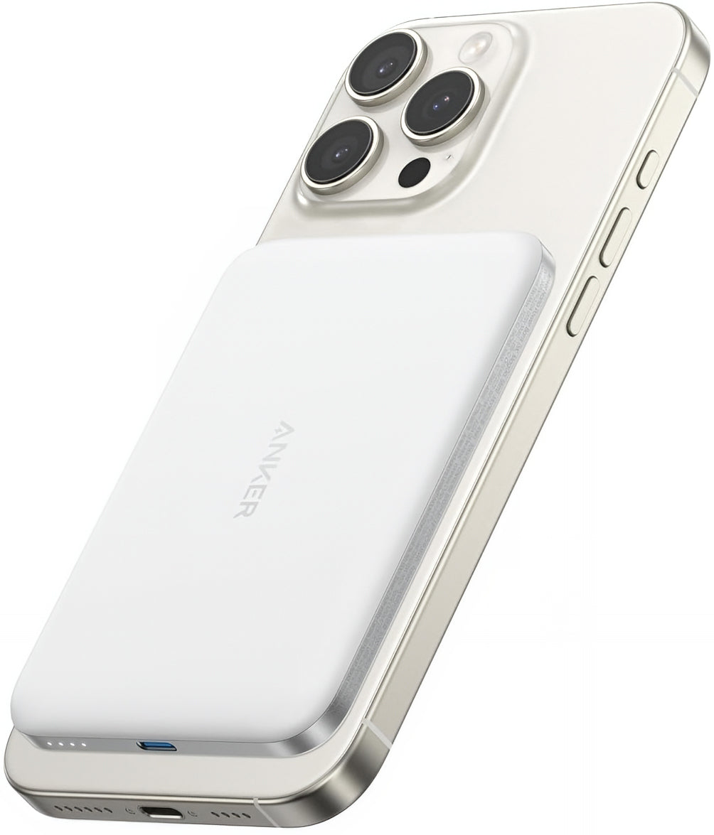 Vanjska bežična baterija Anker Nano, 5000mAh, 20W, PD + FQI, 1 x QI - 1 x USB-C, Bijela A1665H21