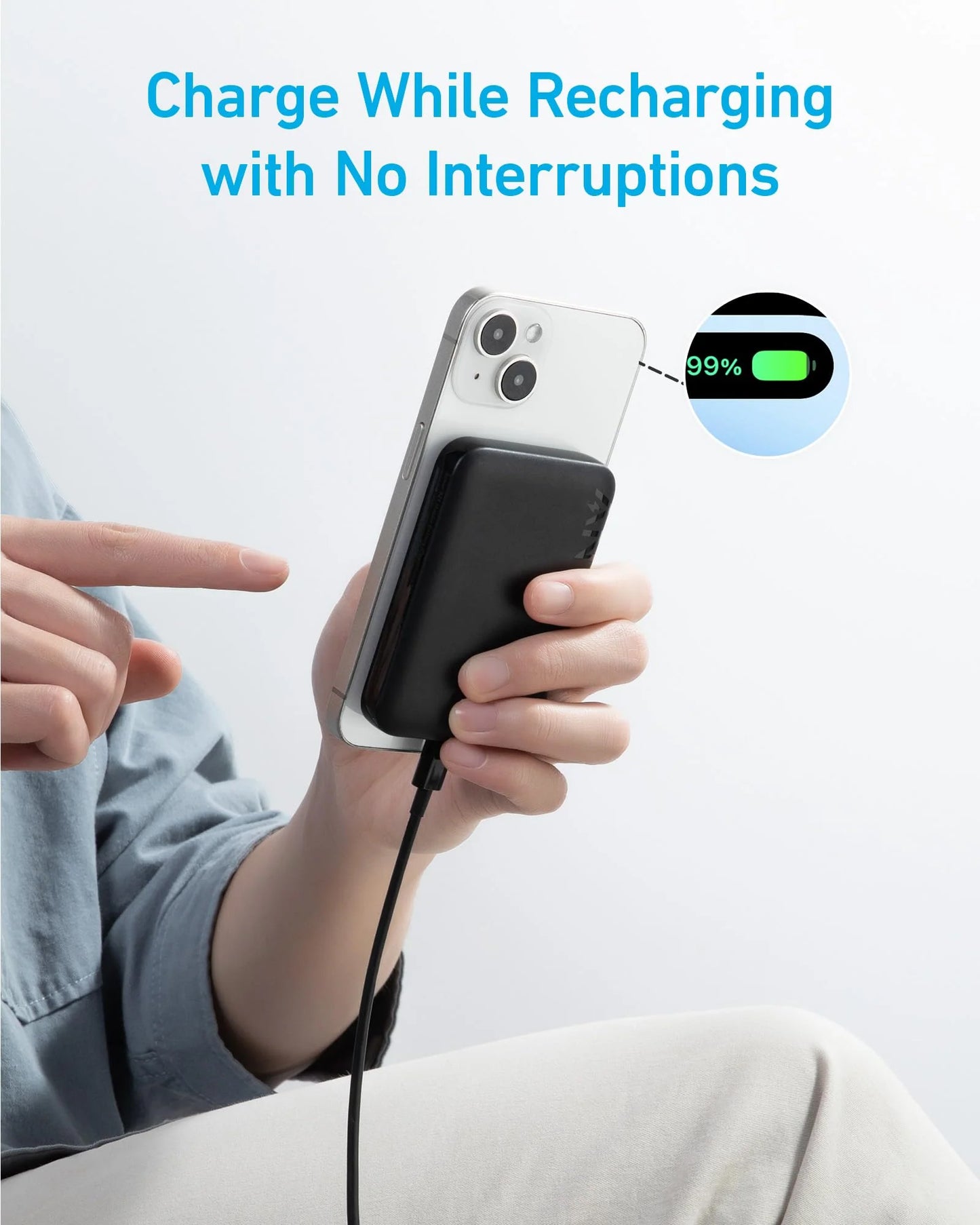 Vanjska baterija Anker 321 MagGo, bežična, 5000mAh, 7.5W, 1 x QI, crna A1616G11