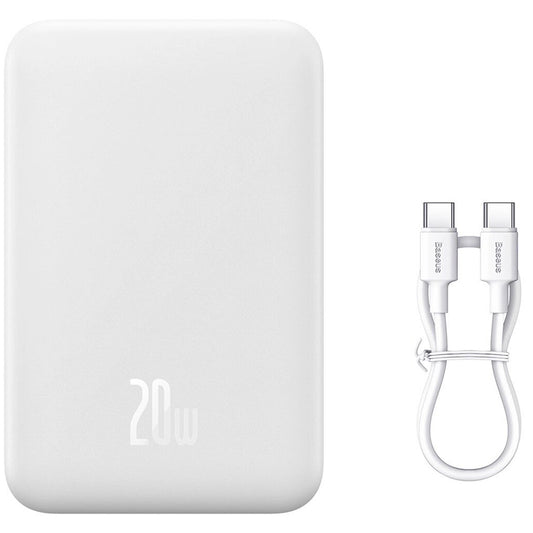 Vanjska baterija Wireless Baseus Magnetic Mini, 20000mAh, 20W, PD + FQI, 1 x QI - 1 x USB-C, Bijela PPCX150002