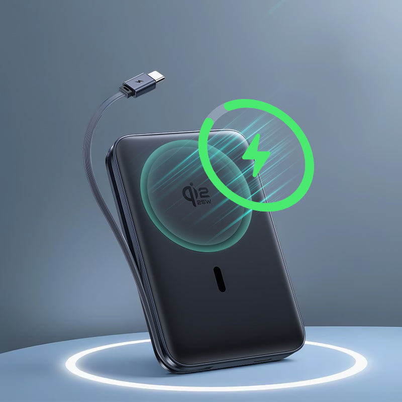 Bežična vanjska baterija Baseus PicoGo AM61, 10000mAh, 45W, PD + FQI, 1 x QI - 2 x USB-C, Crna E0028V00