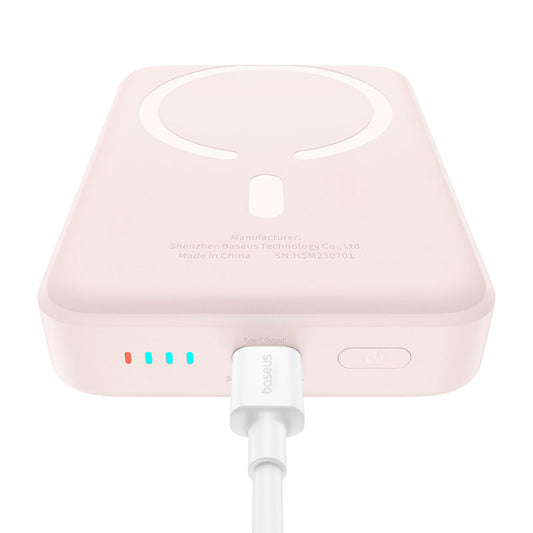 Vanjska bežična baterija Baseus Magnetic Mini, 10000mAh, 20W, PD + FQI, 1 x QI - 1 x USB-C, Roza P10059001413-00
