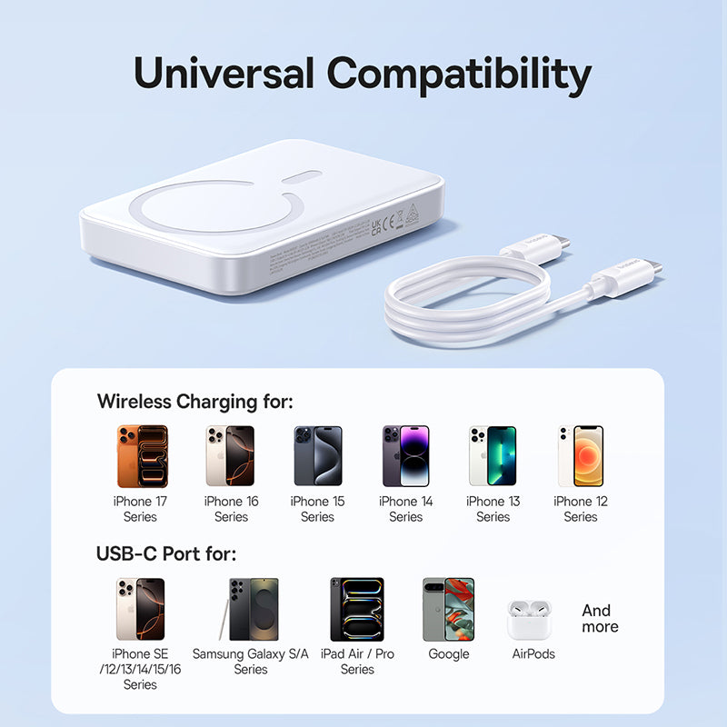Bežična vanjska baterija Baseus EnerFill FM11, 10000mAh, 30W, PD + FQI, 1 x QI - 1 x USB-C, Bijela