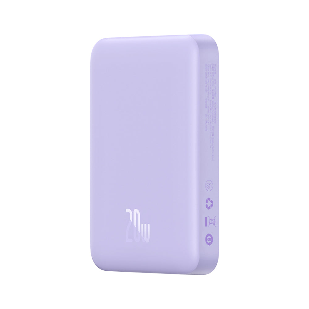 Vanjska baterija Wireless Baseus Magnetic Mini, 10000mAh, 20W, PD + FQI, 1 x QI - 1 x USB-C, Ljubičasta PPCX110105