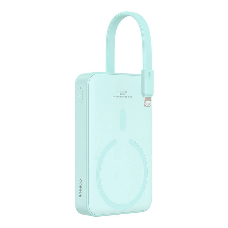 Vanjska baterija Wireless Baseus Magnetic Mini, 10000mAh, 20W, PD + FQI, 1 x Lightning - 1 x QI - 1 x USB-C, Zelena P10022109333-00