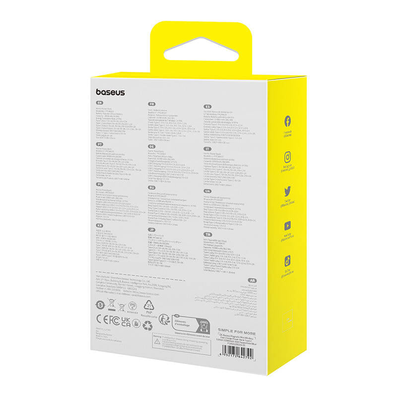 Vanjska baterija Wireless Baseus Magnetic Mini, 10000mAh, 30W, PD + FQI, 1 x Lightning - 1 x QI - 1 x USB-C, Plava P1002210B333-00