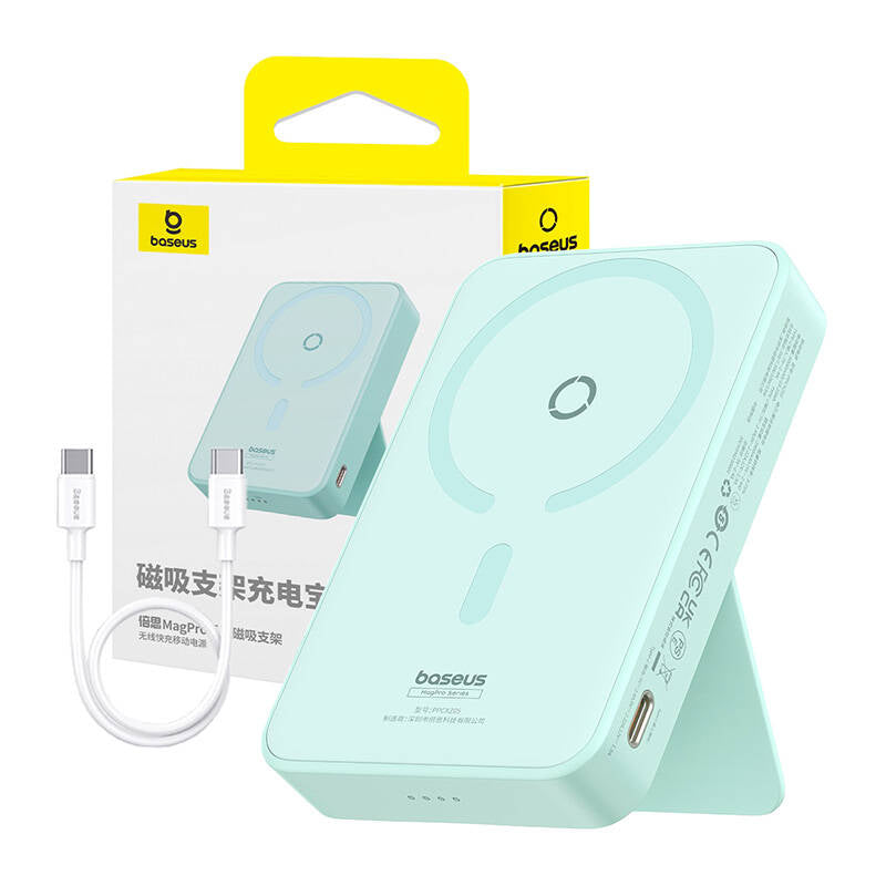 Vanjska bežična baterija Baseus MagPro PPCXZ05, 5000mAh, 20W, PD + FQI, 1 x QI - 1 x USB-C, Zelena P10064101333-00