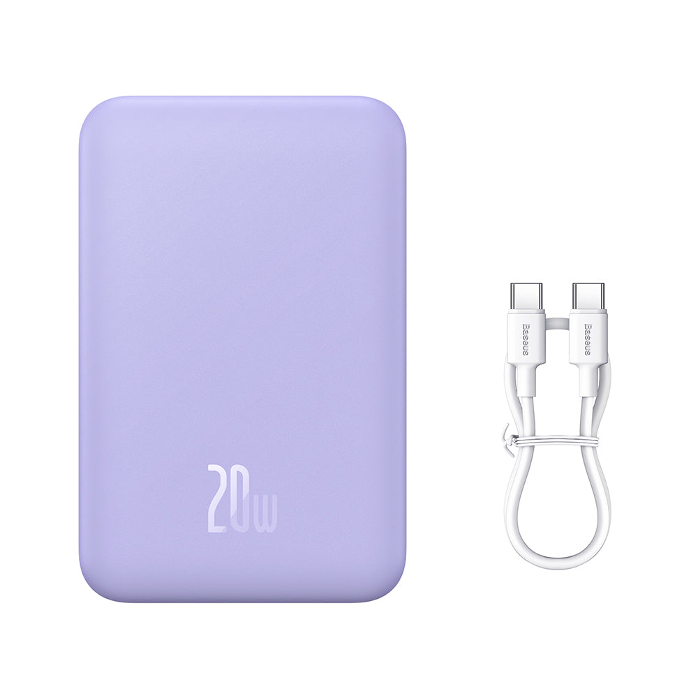 Vanjska baterija Wireless Baseus Magnetic Mini, 20000mAh, 20W, PD + FQI, 1 x QI - 1 x USB-C, Ljubičasta PPCX150005