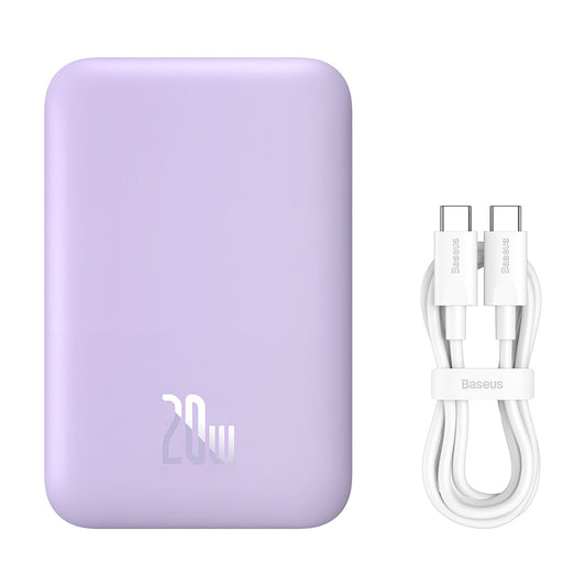 Vanjska bežična baterija Baseus Mini Air, 6000mAh, 20W, PD + FQI, 1 x QI - 1 x USB-C, Ljubičasta P10059002513-00
