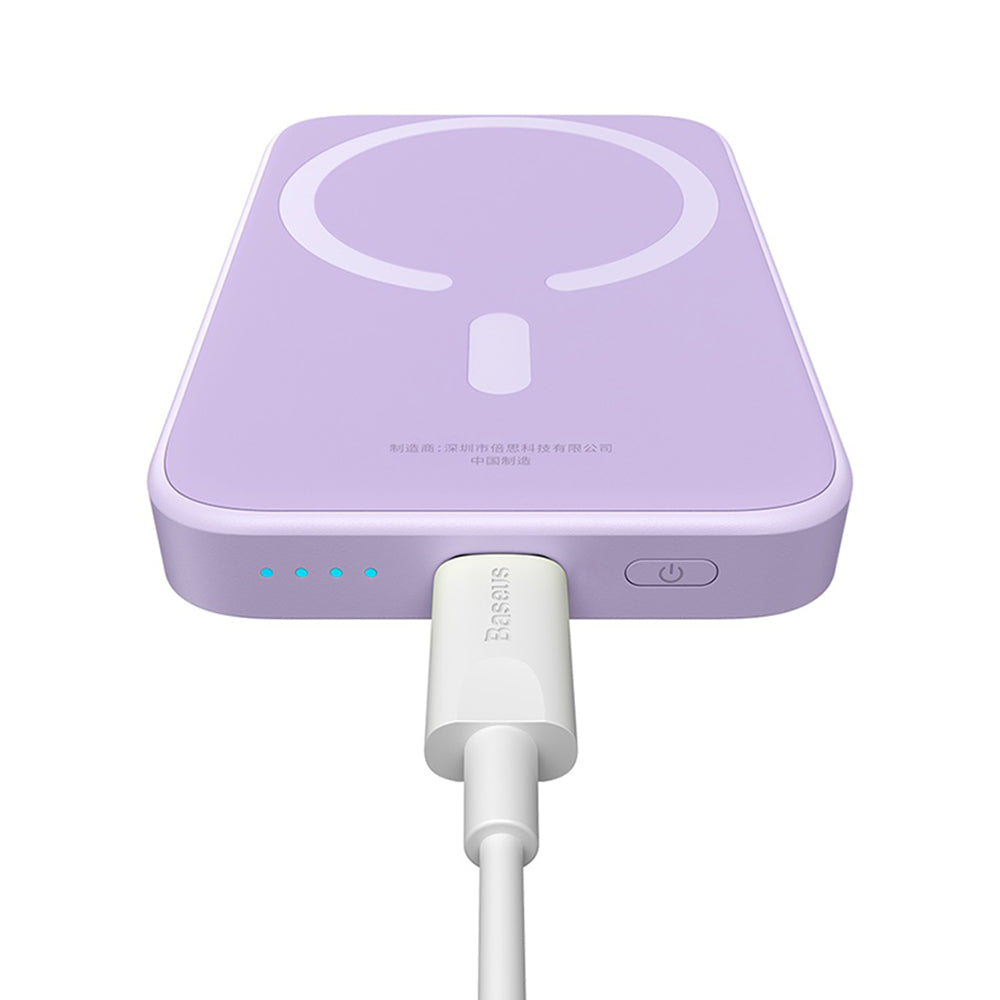 Vanjska bežična baterija Baseus Mini Air, 6000mAh, 20W, PD + FQI, 1 x QI - 1 x USB-C, Ljubičasta P10059002513-00