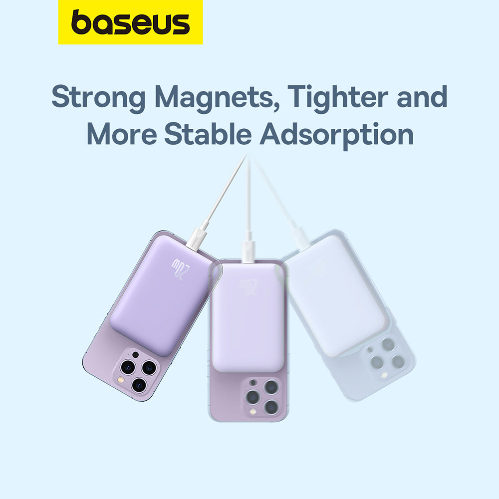 Vanjska bežična baterija Baseus Mini Air, 6000mAh, 20W, PD + FQI, 1 x QI - 1 x USB-C, Ljubičasta P10059002513-00