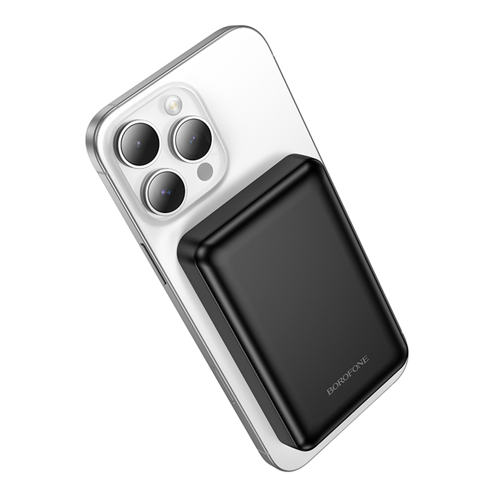 Vanjska bežična baterija Borofone BJ82 Dawn, 5000mAh, 10W, 1 x QI - 1 x USB-A, Crna