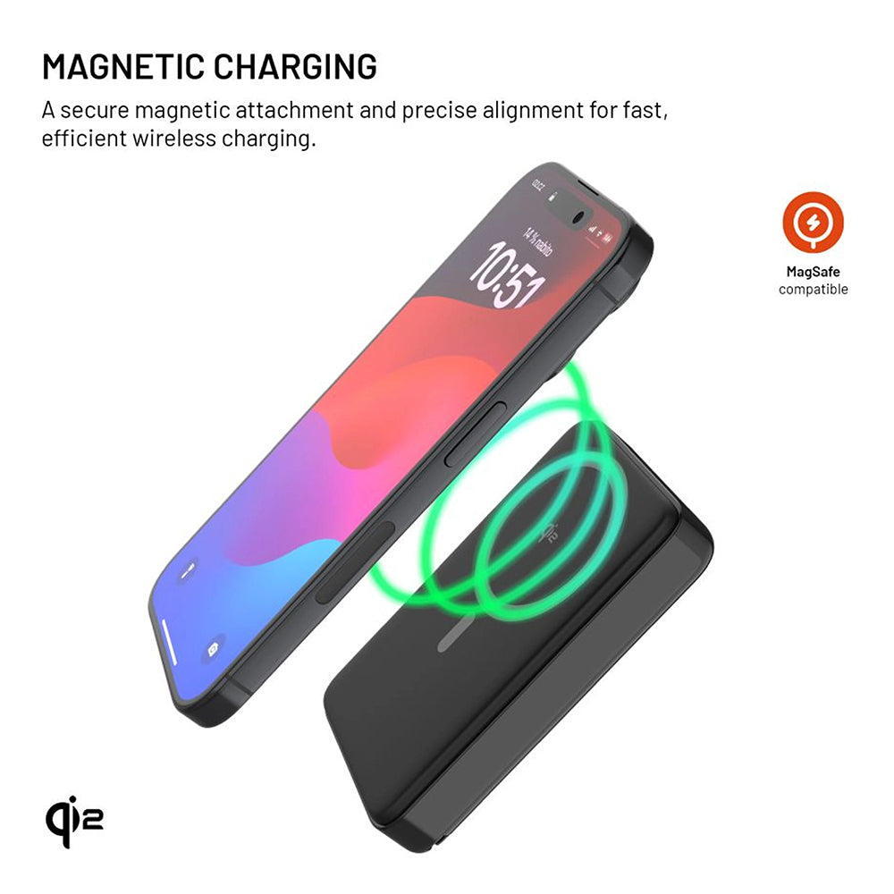 Vanjska baterija Wireless Fixed MagZen 10 Pro, 10000mAh, 30W, PD + FQI, 1 x QI - 1 x USB-C, Crna