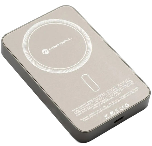 Vanjska bežična baterija Forcell F10K8, 10000mAh, 15W, PD + FQI, 1 x QI - 1 x USB-C, Zlatna