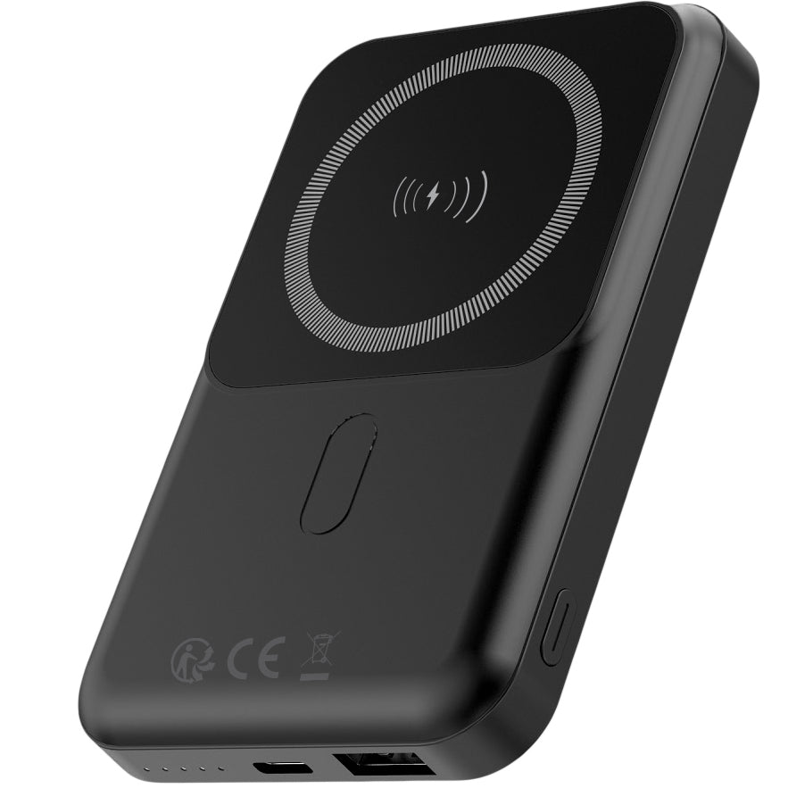 Vanjska baterija Forever MATB-100, bežična, 10000mAh, 22.5W, QC + PD + FQI, 1 x QI - 1 x USB-A - 1 x USB-C, crna