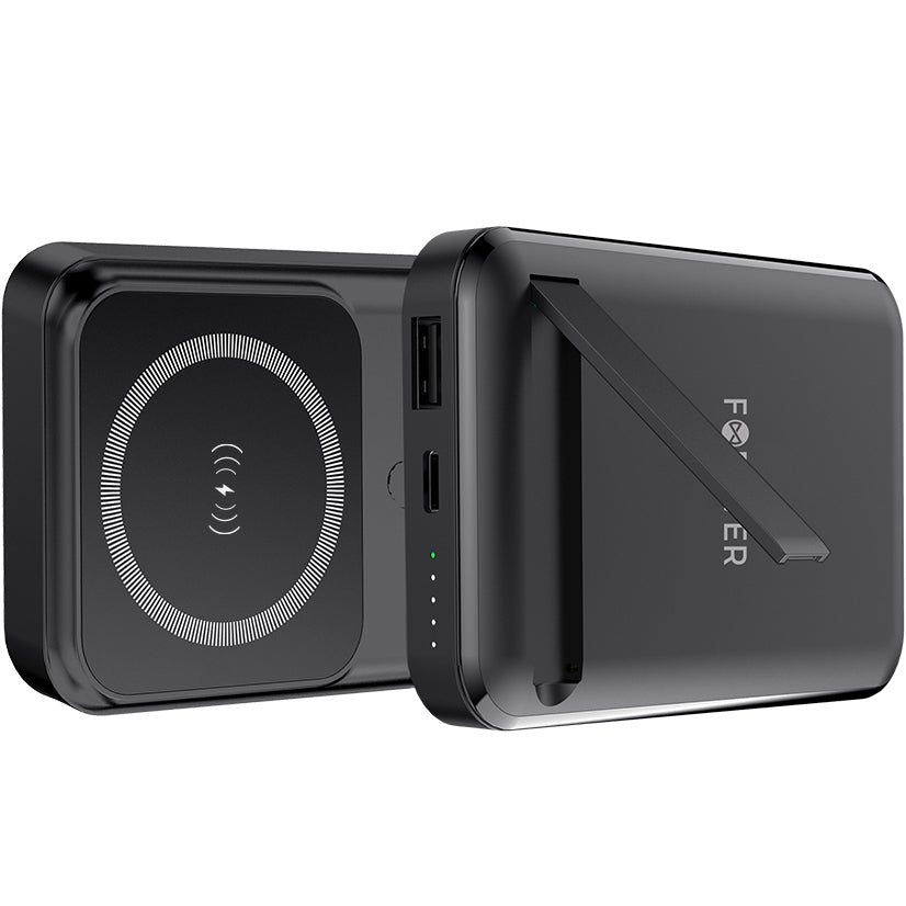 Vanjska baterija Forever MATB-100, bežična, 10000mAh, 22.5W, QC + PD + FQI, 1 x QI - 1 x USB-A - 1 x USB-C, crna