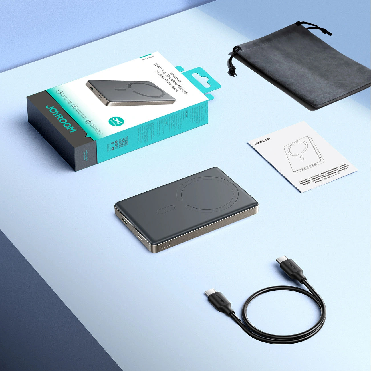 Bežični vanjski punjač Joyroom JR-PBM08 Pro, 10000mAh, 22.5W, PD + FQI, 1 x QI - 2 x USB-C, Bež