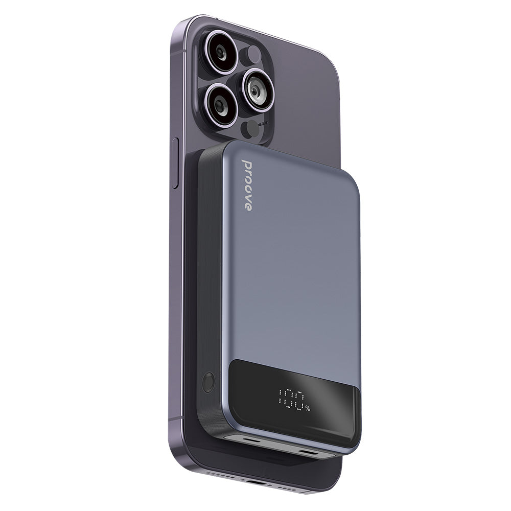 Vanjska baterija Wireless Proove Hoodman, 10000mAh, 20W, PD + FQI, 1 x QI - 1 x USB-C, Siva PBH120010003