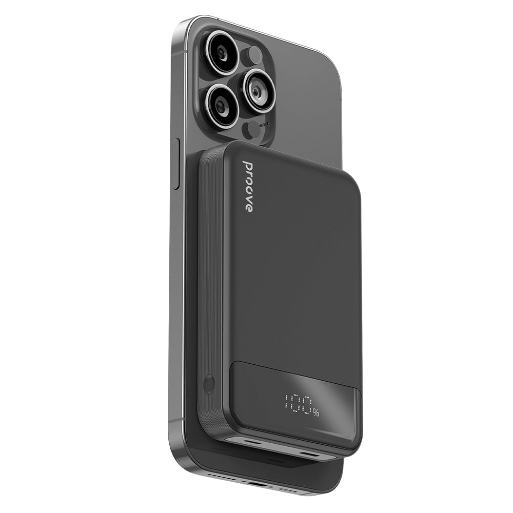 Vanjska baterija Wireless Proove Hoodman, 10000mAh, 20W, PD + FQI, 1 x QI - 1 x USB-C, Crna PBH120010001