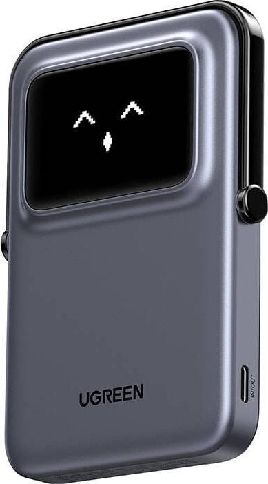 Vanjska bežična baterija UGREEN PB571 Uno, 5000mAh, 20W, PD + FQI, 1 x QI - 1 x USB-C, Siva